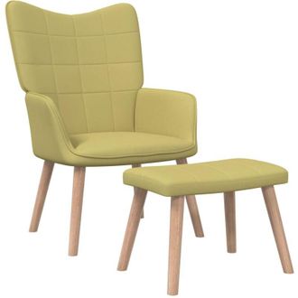 vidaXL Silla De Relajaci&oacute;n Con Taburete De Tela Verde Vidaxl