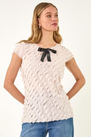 Roman Bow Front Frill Detail Tee