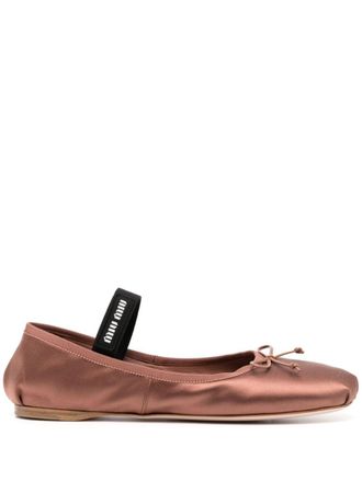 Miu Miu satin ballerina shoes - Brown