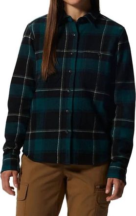 Mountain Hardwear Plusher Long Sleeve Shirt In Dark Marsh Tartan Plaid