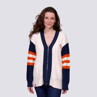 Lusso Womens Lusso Navy/White Houston Astros Shyla Knit V-Neck Full-Zip Sweater at Nordstrom, Size Xx-Large