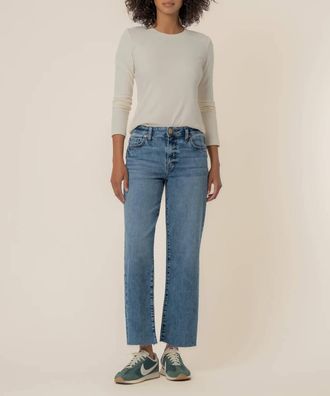 Kut from the Kloth Charlotte High Rise Wide Leg Jeans With Raw Hem In Star