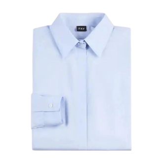 Fay Shirts, female, Blue, L, Slim Shirt in Stretch Poplin
