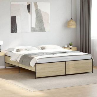 vidaXL Vidaxl - Estructura Cama Madera Ingenier&iacute;a Metal Roble Sonoma 180x200 Cm
