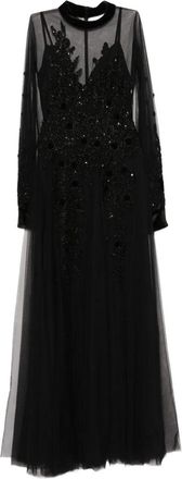 Saiid Kobeisy embroidered tulle gown - women - Polyester - 40 - Black