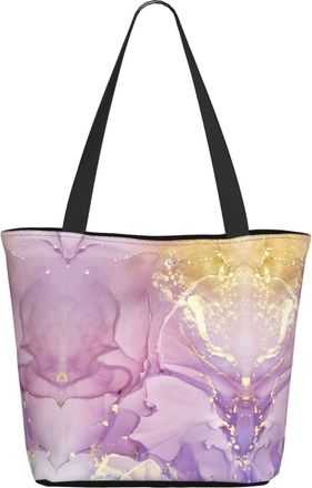 AOOEDM Purple And Gold Mixed Marbling Ladies Shopping Bag 13x11x7in.The Perfect ValentineS Day Gift.It Is The Best ValentineS Day Gift For Mom, Daughter, Wif