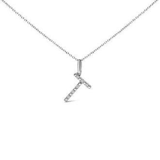 House of Brilliance Sterling Silver Diamond Accent A-Z Initial Pendant Necklace in Sterling Silver |T at Nordstrom