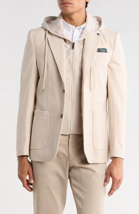 Soul of London Sport Coat with Removable Hoodie Bib in Beige/Beige at Nordstrom Rack, Size 44