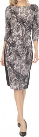 Joseph Ribkoff Snakeskin Waist Tie Sheath Dress In Grey/black