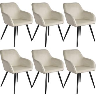 TecTake Dining Chair Marilyn Set Of 6 - Cream/Black in Cream | Size: 6 Pack