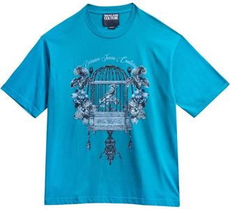 Versace Jeans Couture T-Shirt Cage - Heren - T-shirts - Blauw - S - Katoen - Tops