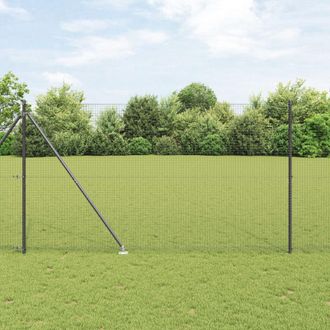 Berkfield Home Welded Wire Fence with 13 Spike Posts Grey 1.5x25 m Steel