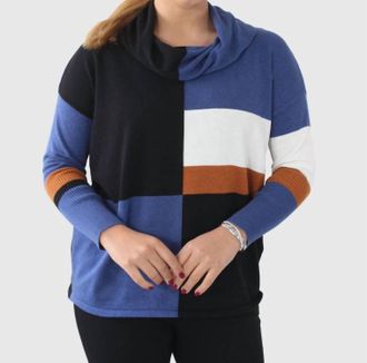 Marble Scotland Patterned Oversized Cotton Sweater In Navy