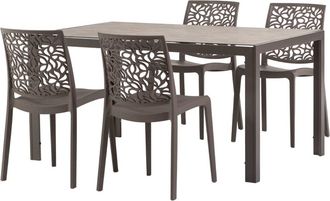 Siediti Fuori e Dentro Conjunto comedor 4 personas: mesa t&oacute;rtola/piedra, sillas t&oacute;rtola