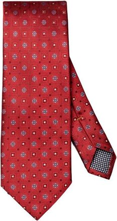 Eton Geometric Silk Tie in Medium Red at Nordstrom