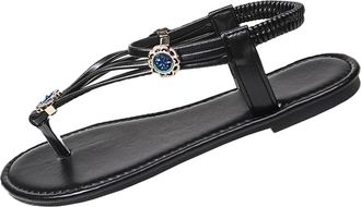 Generic Womens Flat Sandals Lightweight Casual Summer Sandal Stylish Breathable Classic Comfortable Elegant Thong Sandals with Elastic Strap Beach Outdoor