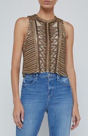 L'agence Kienna Embellished Sleeveless Top in Parchment at Nordstrom Rack, Size X-Small