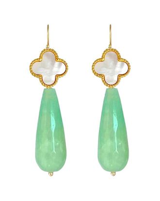 Liv Oliver 18K 62.75 Ct. Tw. Jade & Mother Of Pearl Earrings