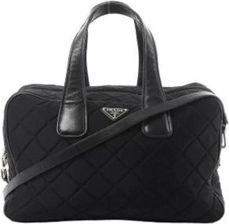 Prada Pre-owned Handbags, female, Black, Size: ONE SIZE Pre-owned Tessuto Impuntu 2-way Bag