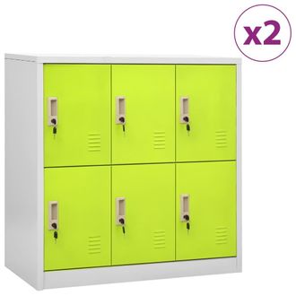 vidaXL Vidaxl - Armarios Taquilla 2 Uds De Acero Gris Y Verde 90x45x92,5 Cm