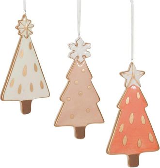 Melrose International Set Of 6 Ceramic Pine Tree Ornament