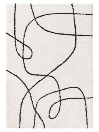 benuta Alfombra pelo largo blanco y negro 160x230