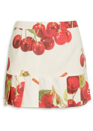 House of Sunny House OF Sunny The Cherry Pleat Cotton-blend Mini Skirt - White - 12 (UK12 / M)