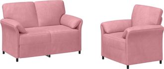 vidaXL Juego De Sof&aacute; 2 Uds. Rosa Terciopelo Vidaxl