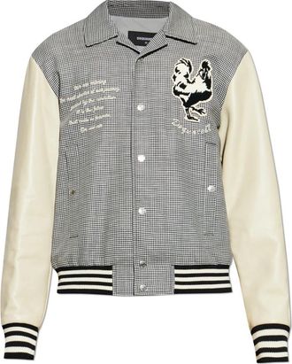 Dsquared2 Houndstooth Patch Varsity Jacket - Heren - Bomber jackets - Zwart - XL - Wol - Jassen