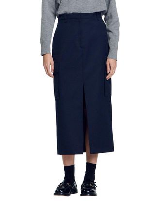 Sandro Basic Mid Length Slit Woven Dress