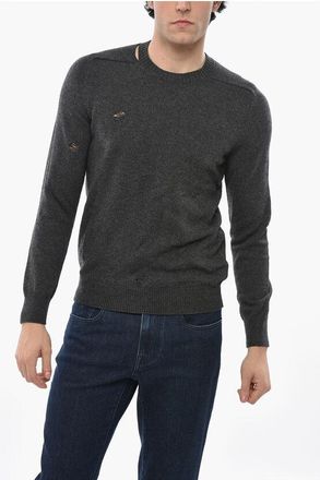 Alexander McQueen Maglia Girocollo in Cashmere Effetto Vintage taglia M