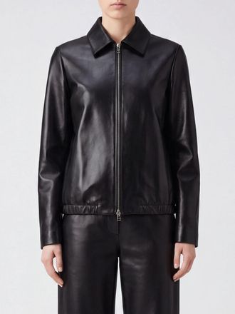 Khaite Cropped Lambskin Shirt-Style Jacket with Zip Closure