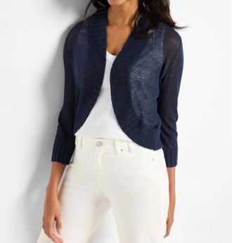 Nic+Zoe Bolero Knit Cardigan In Dark Indigo