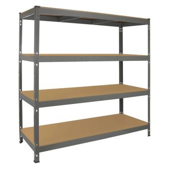 MonsterShop Monster Racking Q-Rax Heavy Duty Storage Shelving, 160cm W, 60cm D in Grey