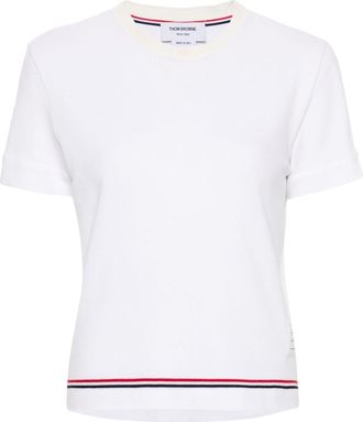 Thom Browne RWB-stripe piqué-knit top - White