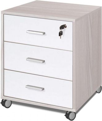 OEM C&oacute;moda De Oficina De Tres Cajones Con Ruedas Olmo Blanco 50x41x H70 Cm