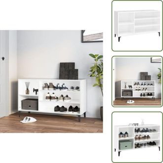 vidaXL The Living Store Scarpiera Bianco Lucido 102x36x60 cm in Legno Multistrato - Scarpiera da ingresso