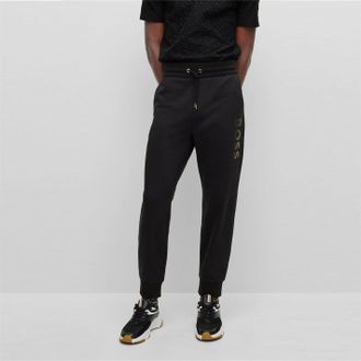 HUGO BOSS Mens Lamont Solid Patterned Slim Joggers in Black - Size 2XL