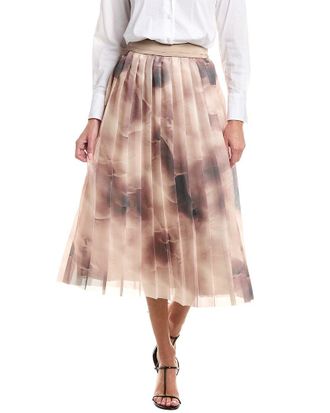PESERICO Pleated Silk Waist Skirt
