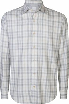Eleventy Mens Button Down Shirt In Grey Plaid
