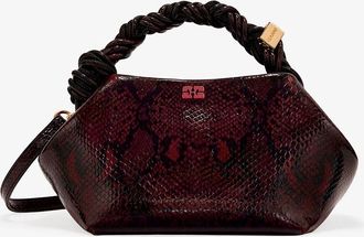 Ganni Red Burgundy Snake Small Bou Bag