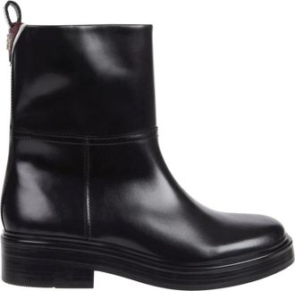 Tommy Hilfiger Zwarte Enkelbooties met Verhoogde Zool - Dames - Enkellaarsjes - Zwart - 38 EU - Leer - Schoenen