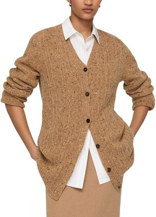 Lafayette 148 New York Cable Donegal Button Front 100% Cashmere Cardigan