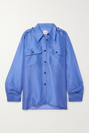 Khaite Camicia Oversize In Organza Di Seta Missa - Blu