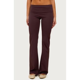 Edikted Oriane Foldover Flare Leggings in Plum at Nordstrom, Size X-Small
