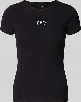GAP T-Shirt in Ripp-Optik mit Logo in Black, Gr&ouml;&szlig;e XL