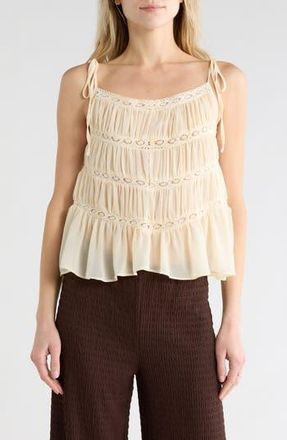 Vigoss Lace Trim Tiered Tank in Creme at Nordstrom Rack, Size X-Small