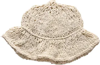 AIREI Beige Wide Floppy Brim Cotton Knit Hat
