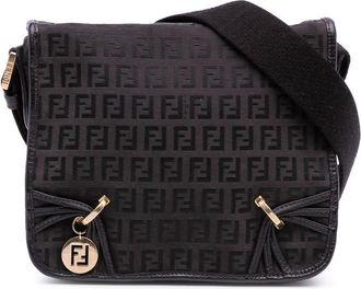 Fendi Pre-owned Fendi Small Zucchino Canvas F Charm Crossbody Ladies K0BMSQ95BLOWY92X