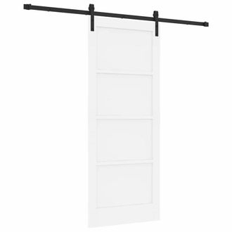 Berkfield Home Sliding Door with Hardware Set White 83x202 cm Solid Wood Pine
